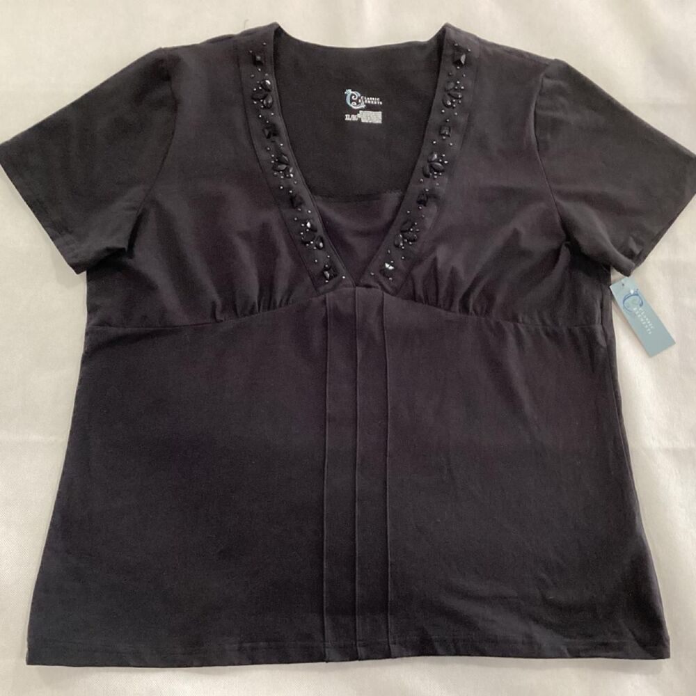 Classic-elements Women's Black Blouse size xl 8/22